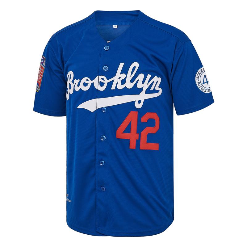 Mens Brooklyn 42 Robinson Baseball Jersey – Legend Vintage with Embroidered Patches, HipHop, Blue, Perfect Gift for Any Occasion Mens Brooklyn 42 Robinson Baseball Jersey – Legend Vintage with Embroidered Patches, HipHop, Blue, Perfect Gift for Any Occasion
