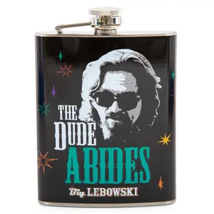 The Big Lebowski "The Dude Abides" Stainless Steel Flask | Holds 7 Ounces