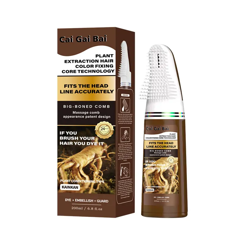 Semi-Permanent Ginseng Hair Color Cream - Haircare Ginseng-Based Care Anti-Gray Box Hair Dye, Comb-In Application for Gray Coverage, Smoother Locks, At-Home Coloring Solution, Anti-Gray Semi-Permanent Color
