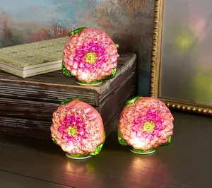 Set of 3 Illuminated Mercury Glass Flowers by Valerie