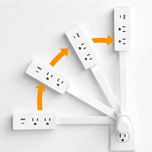 Electrical Outlet Extender with USB-A USB-C & 2 AC Outlets Swivel Socket 17-28" Extension for Couches Nightstands Desks