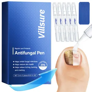 5-Count Villsure Fungus Fighter Pens: Advanced Nail Repair with 25% Undecylenic Acid, Targets Fungal Infections, Discoloration, and Brittle Nails – Easy-to-Use Precision Tip