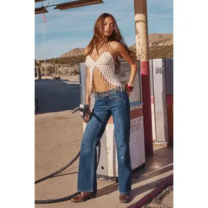 Studded Low Rise Straight Leg Jeans