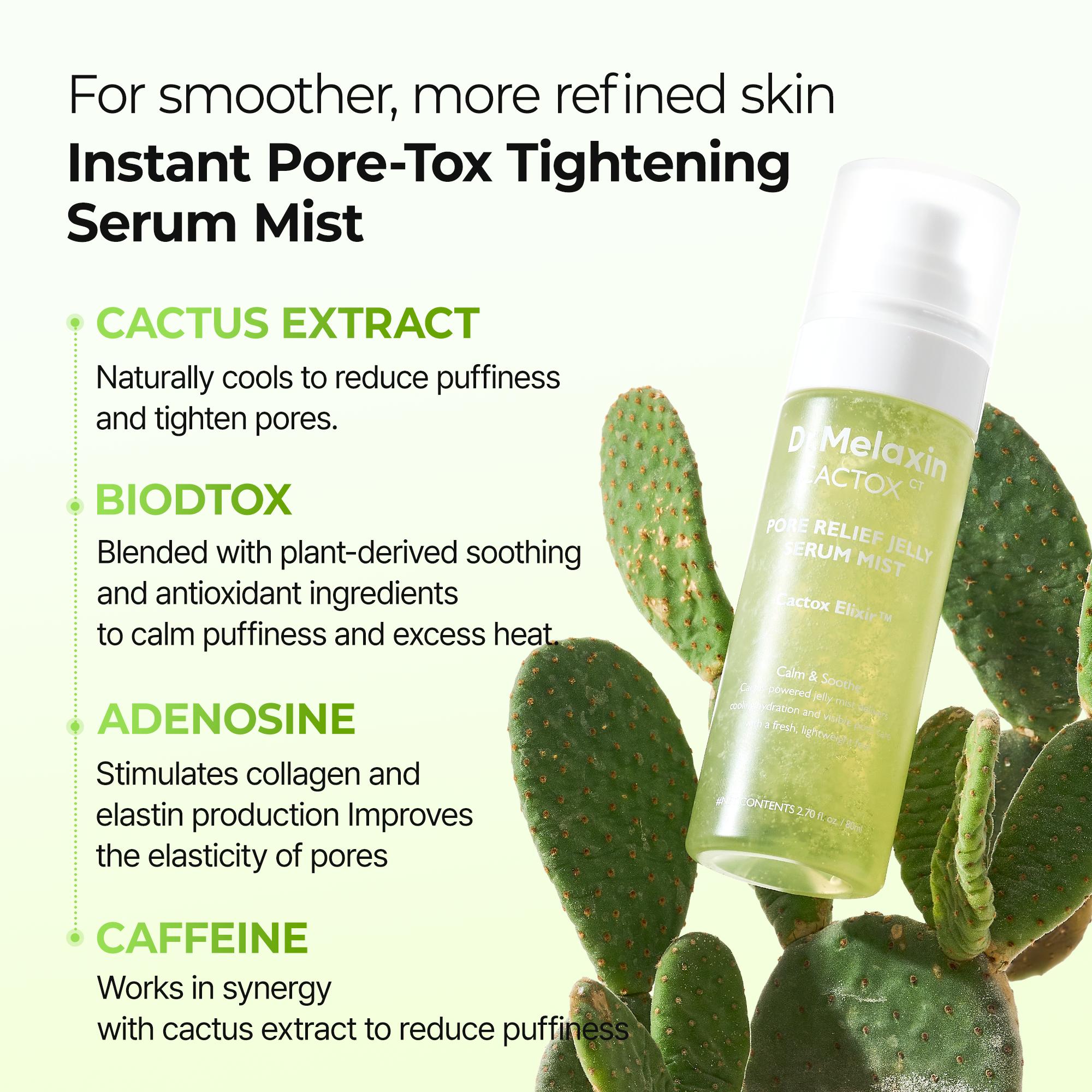 [Dr.Melaxin Official] CACTOX Pore Relief Jelly Serum Mist 80ml with Cactus Cooling & Dehydrated Pore Care