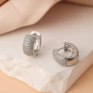 Delzzad Glamorous Pavé Hoop Earrings 14K Gold-Plated/Silver-Plated Cubic Zirconia Perfect For Birthdays Weddings Engagements Anniversaries Valentine’s Day Or Everyday Wear