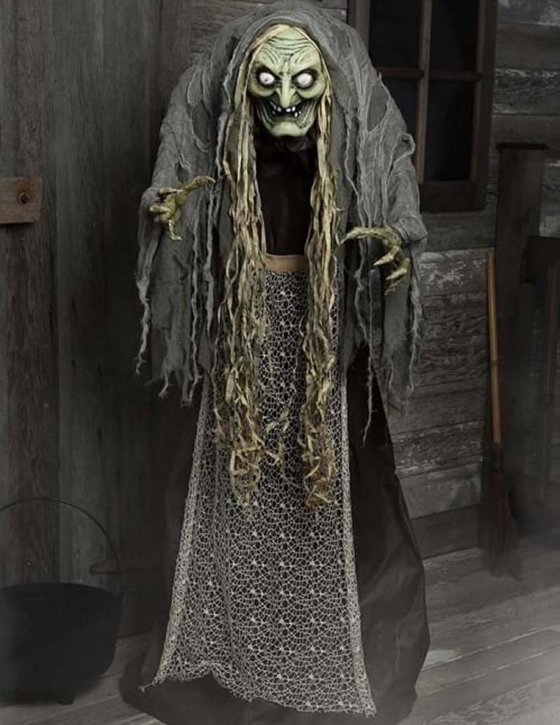 Hag the Witch 5-Foot Animatronic Decoration - Spooky Halloween Prop for Haunted Houses, Parties, and Yard Displays