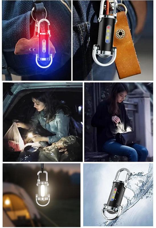 【2026】 Rechargeable Mini Keychain Flashlight ,Super Bright,1200 Lumens EDC Mini Flashlights, COB Keychain Work Light Flashlights  6 Light Modes, Bright Mini Keychain Light for Walking, Searching ,camping and Hiking boyfriend、family best gift