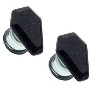 Glass Coffin Shaped Double Flared Plugs - Pair