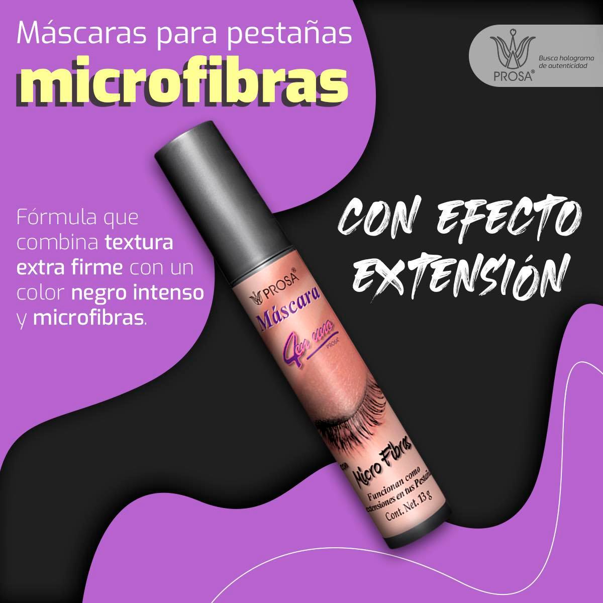 Prosa 4 in 1, (3 Pack) Mascara Maxi Volumen with Micro Fibras, Professional Black,(1) 4 in 1 Eyelash Makeup Volumizing Water Proof Cosmetic