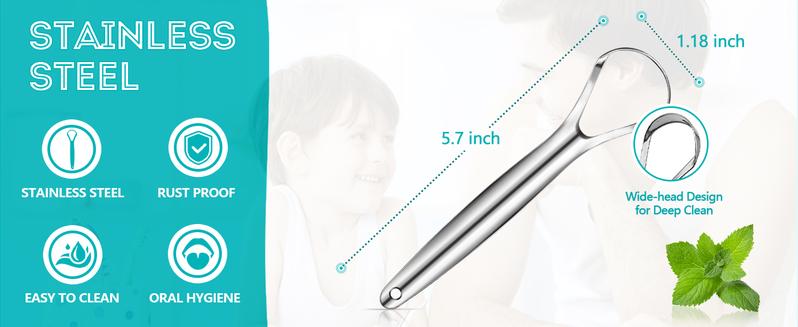 2 Pack Tongue Scraper Reduce Bad Breath U-Shape Stainless Steel for Adults Metal  Cleaner for Oral Care and Fresher Breath Tongue Portable Scraper