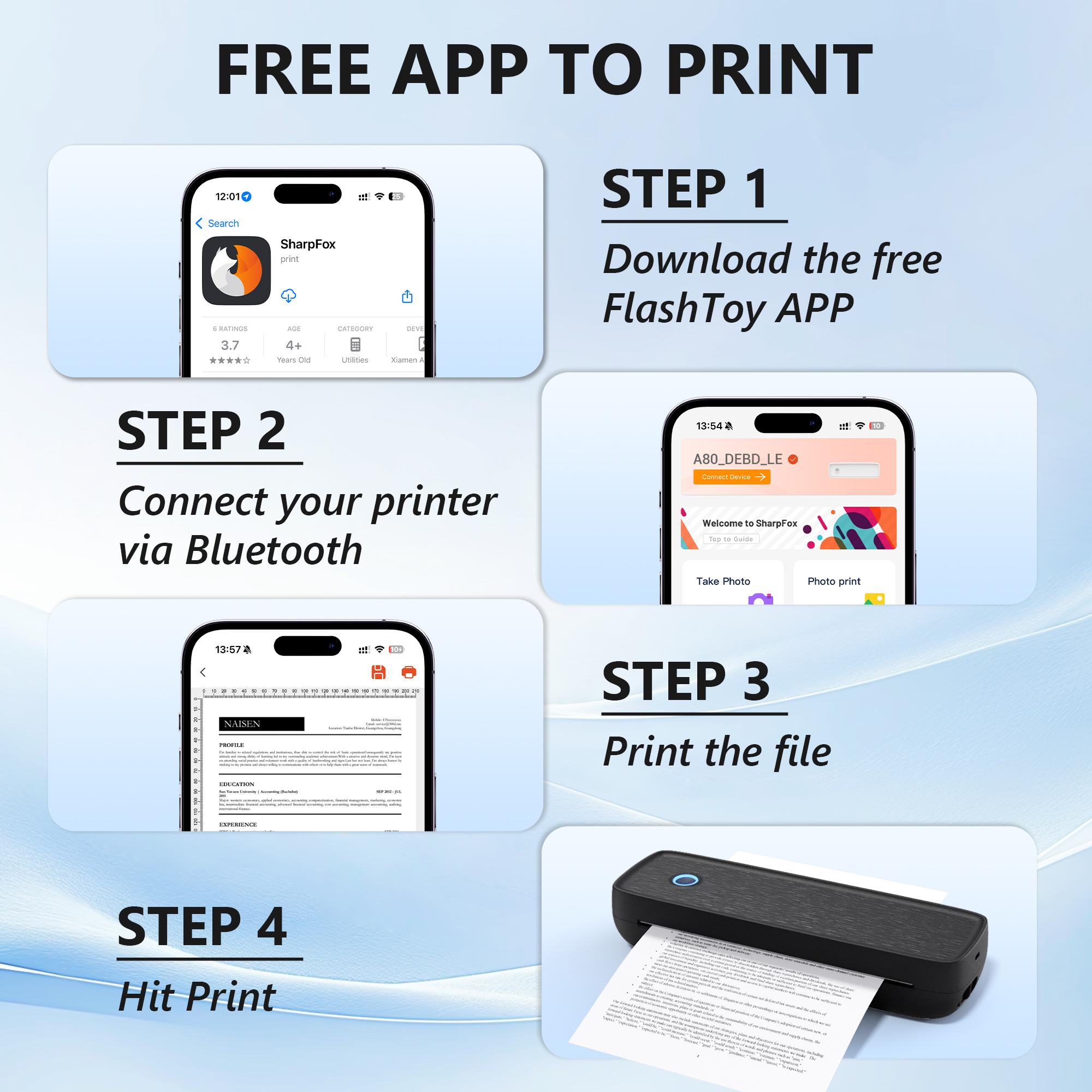 LABEER Wireless Portable Printer - For Travel，Bluetooth Thermal Printer Supports 8.5"x11" US Letter, Legal, A4 & A5 Paper | Inkless Mobile Printer for iOS, Android, Laptop | for Office, Car, Home