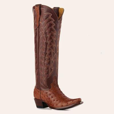 JRC & Sons Women’s Jacqueline Cognac Snip Toe Tall Cowboy Boots