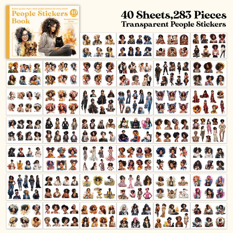 326 PCS 40 Sheets Melanin Black Girl Sticker Book – Afro-Aesthetic Planner Stickers with Washi Tape for Journals, Scrapbooking, Planners & DIY Crafts, TikTokShopJumpstartSale