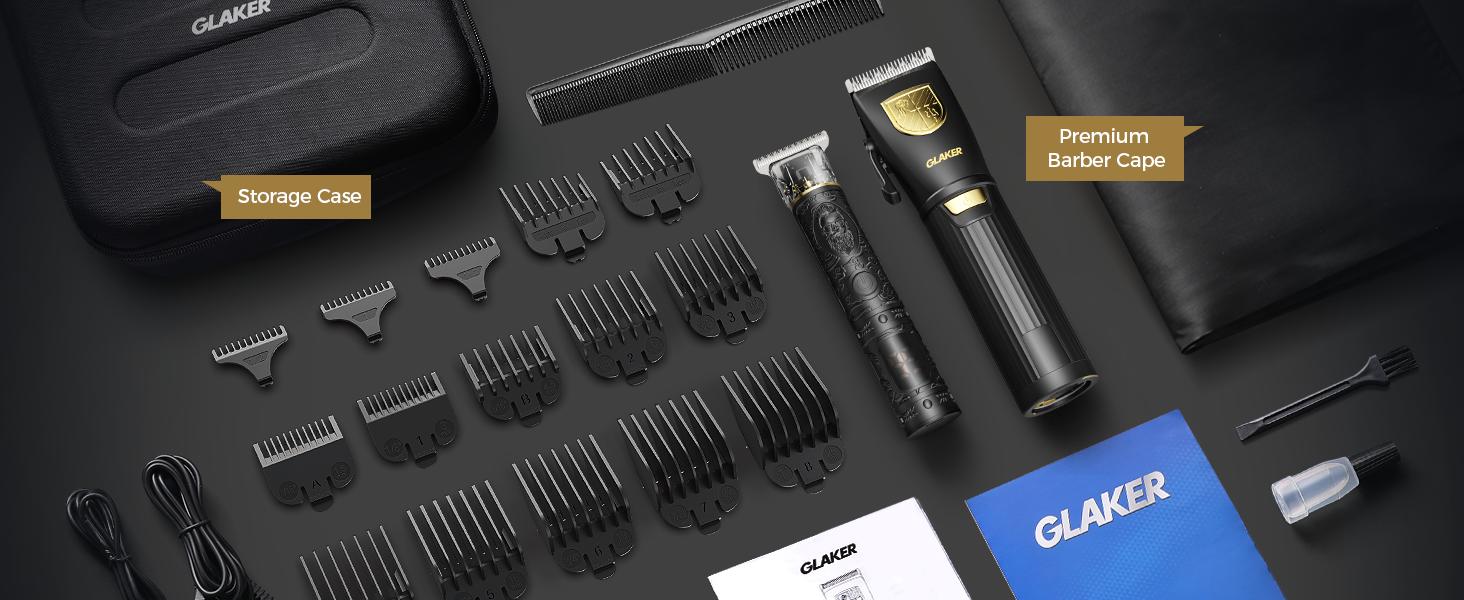GLAKER Cordless Hair Clipper Kit – Hair Trimmer for Men, Sharp Blades, LED Display, 15 Guide Combs, Travel Case, and Storage Comfort - 6026 GLAKER Cordless Hair Clipper Kit – Hair Trimmer for Men, Sharp Blades, LED Display, 15 Guide Combs, Travel Case, and Storage Comfort - 6026