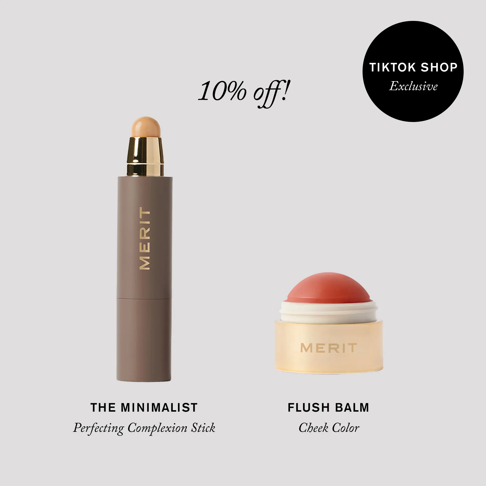 MERIT The Flushed & Flawless Duo - The Minimalist Complexion Stick & Cream Tint Blush