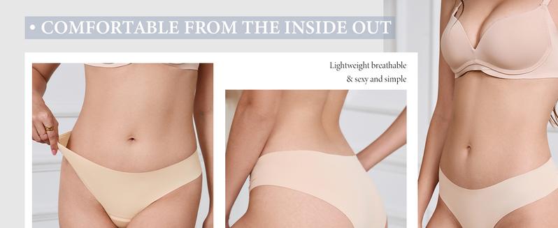 【WITH FREEBIE】Women's Seamless Bikini 5 Pack No Show Soft Breathable Underwear Comfy Minimalist Bridal Basic Nylon Underwear for Everyday Wear Spaghetti Strap panties