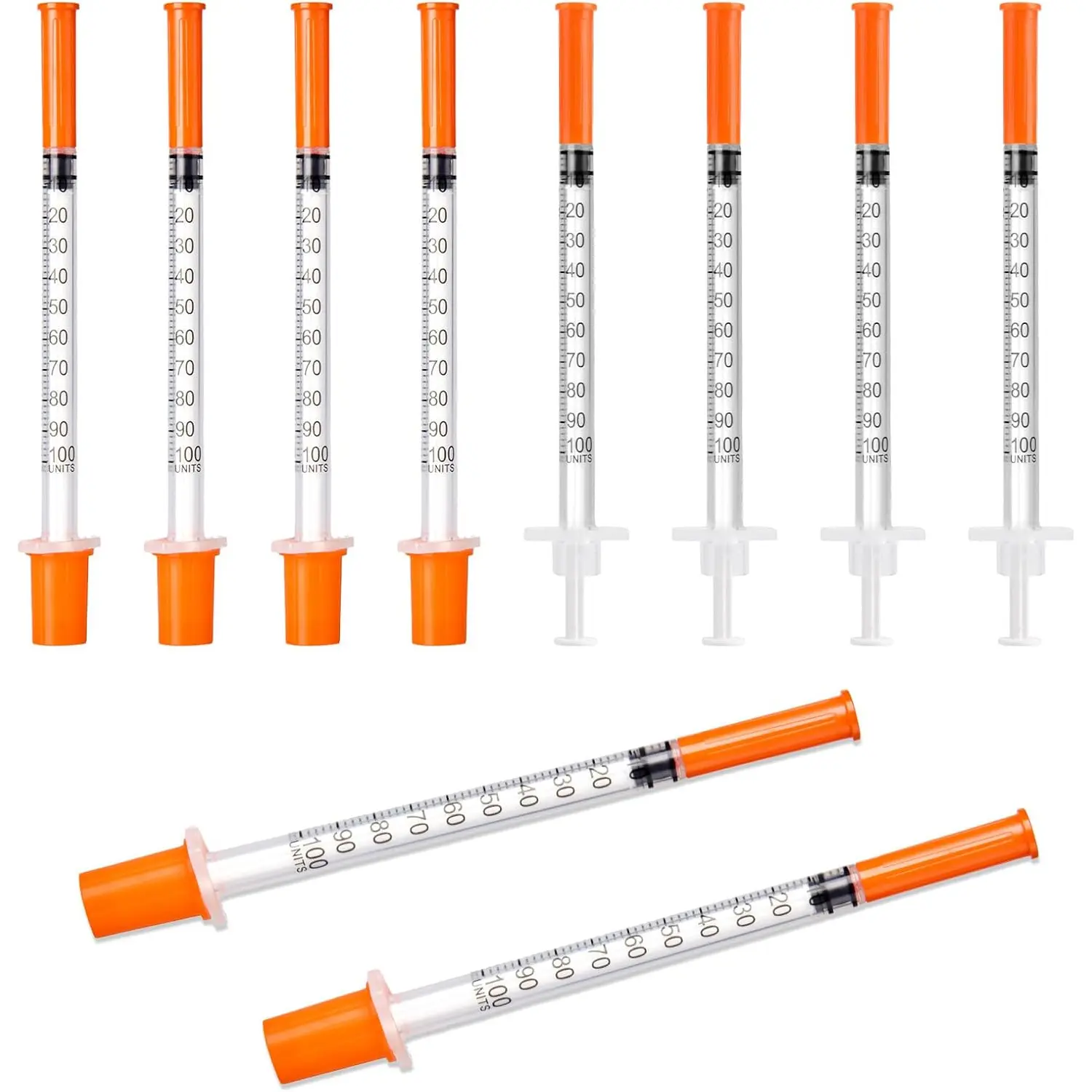 U-100 1ml/cc Syringe, 31G 5/16" (8mm) Disposable Syringes, Individually Wrapped Lab Supplies, Pack of 100