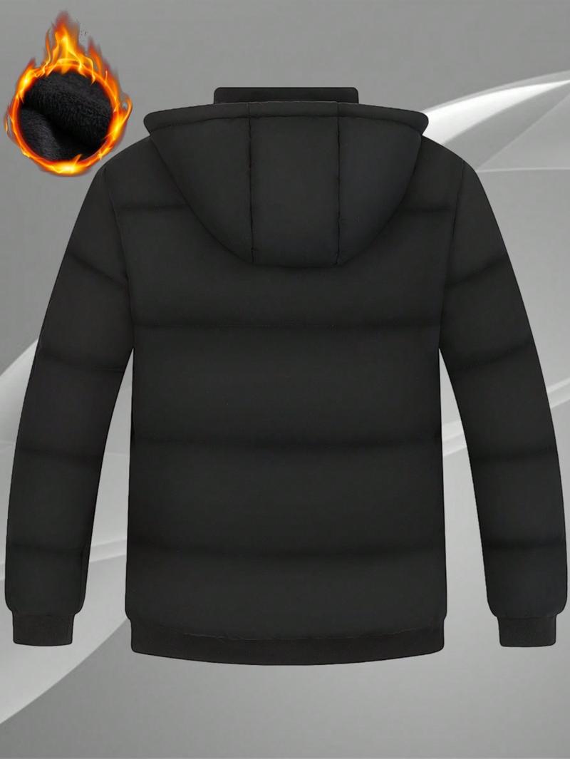 TJL Men's Winter Insulated Jacket with Detachable Hood Black Thick Outdoor Warm Coat Medium Size Fleece Lined Polyester Fiber Easy Machine Washable Cold Weather Wear Casual Style Classic Zipper Long Sleeve TJL Men's Winter Insulated Jacket with Detachable Hood Black Thick Outdoor Warm Coat Medium Size Fleece Lined Polyester Fiber Easy Machine Washable Cold Weather Wear Casual Style Classic Zipper Long Sleeve