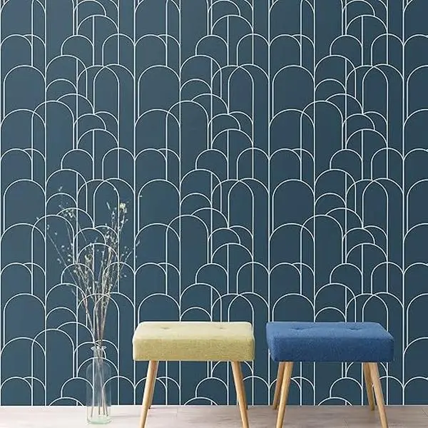 Blue Peel and Stick Wallpaper Modern Geometric Wallpaper 17.71 in X 118 in Self-Adhesive Removable Contact Paper Matte Easy to Line Up for Home