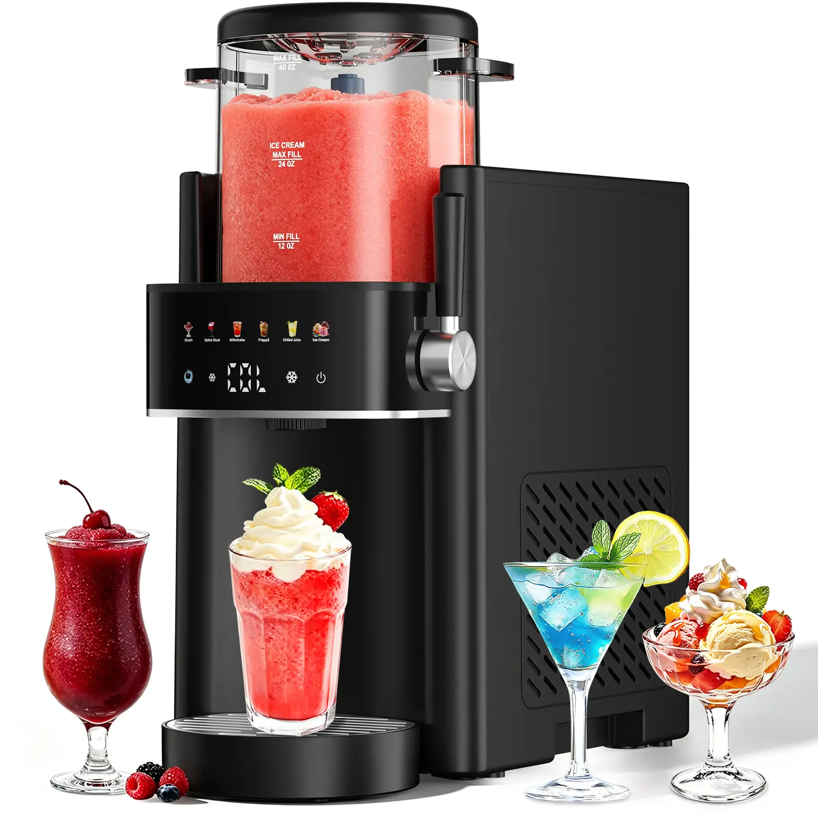 6-in-1 Slushie Machine, Ice Cream Maker and Margarita Machine,No Ice Needed, Self-Freezing with Rapid Chill, 6 Preset Modes and Automatic Cleaning, for Home, Party, Frozen Drinks, Frappe, Smoothie, Summer Must Have,backtoschool, glowup