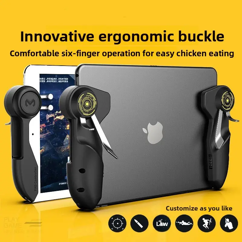 Mi Mo AK-PAD6K 6-Finger Metal ABS Game Controller, Open Mirror Shooting Auxiliary Gaming Accessory for PUBG Tablet Computers