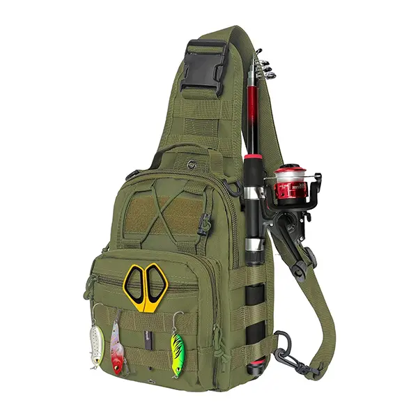 Waterproof 900D Oxford Fishing Tackle Bag for Anglers, Compact Sling Backpack with 4-Way Carry for Outdoor Hiking & Travel, Fishing Supplies, Outdoor Gadgets, Fishing Gear And Equipment, Outdoor Fishing Accessory