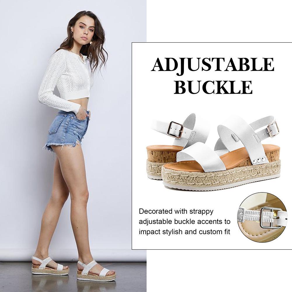 Athlefit Women's Espadrilles Sandals Ankle Strap Buckle Wedge Sandal Open Toe Studded Platform Sandals Casual Shoes Walking Shoes Flatform Footwear