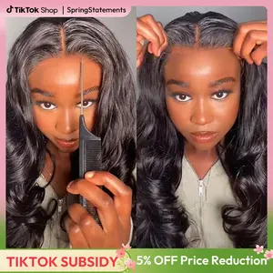West Kiss Pre Cut Ready Go Glueless Wig Body Wave 7x4 Lace Closure Wig Human Hair 7x5 Closure Wig Bleached Knots Pre Plucked 250% Density Gluleless Wig For Women SpringStatements