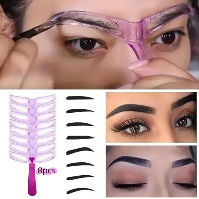 Reusable Eyebrow Template Set with Handle, Eyebrow Makeup Tool, Make up Tools