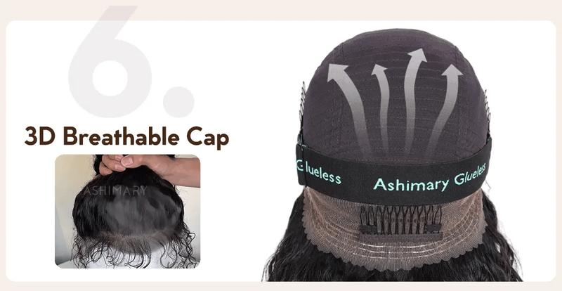 [Free Upgraded] Water Wave Invisi Strap Snug Fit Ashimary Hair 360 Transparent Lace Frontal Bleached Knots Pre Cut Lace Wig With Drawstring 100% Human Hair Wig