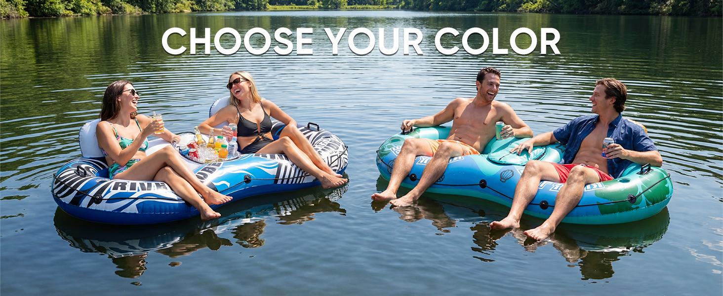 2 Person Inflatable River Tube Float with Cooler & Enhanced Backrest, Quick Inflate Pool Lake Raft Lounger 2 Person Inflatable River Tube Float with Cooler & Enhanced Backrest, Quick Inflate Pool Lake Raft Lounger