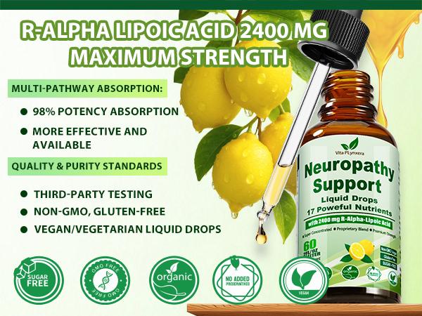 Neuropathy Supplements Liquid Drops, Advance 17-in-1 Stabilized R-Alpha Lipoic Acid (R-ALA) w. Acetyl L-Carnitine Vitamin B-Complex Magnesium, High Potency R-Lipoic Acid for Nerve Antioxidant Energy Neuropathy Supplements Liquid Drops, Advance 17-in-1 Stabilized R-Alpha Lipoic Acid (R-ALA) w. Acetyl L-Carnitine Vitamin B-Complex Magnesium, High Potency R-Lipoic Acid for Nerve Antioxidant Energy