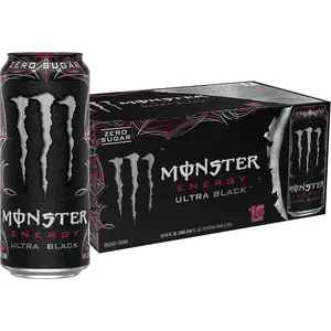 Monster Energy Ultra Black, Sugar Free Energy Drink, 16 Ounce (Pack of 15)