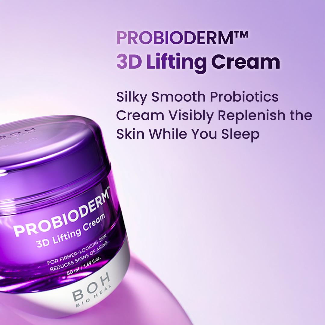 [BIOHEAL BOH Official] Probioderm 3D Lifting Cream Duo Pack | 2 Full Size Cream + 2 Pack of Mask | Firming & Anti-Aging Korean Skincare Routine Value Set | Peptide Face Cream for Jawline Lift & Wrinkle Daily Care Restore