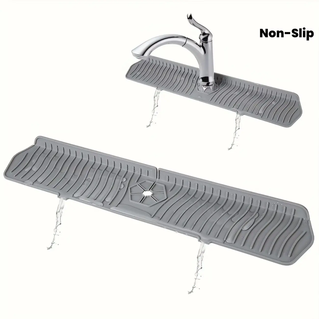 Silicone Drain Mat for Kitchen - Non-Slip Foam Catcher for Faucets in Kitchen And Bathroom, Reusable Countertop Protector with Drainage Features, Versatile Organizer for Farmhouse Style, RV, Laundry Area, And Kitchen Sink Protection