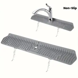 Silicone Drain Mat for Kitchen - Non-Slip Foam Catcher for Faucets in Kitchen And Bathroom, Reusable Countertop Protector with Drainage Features, Versatile Organizer for Farmhouse Style, RV, Laundry Area, And Kitchen Sink Protection