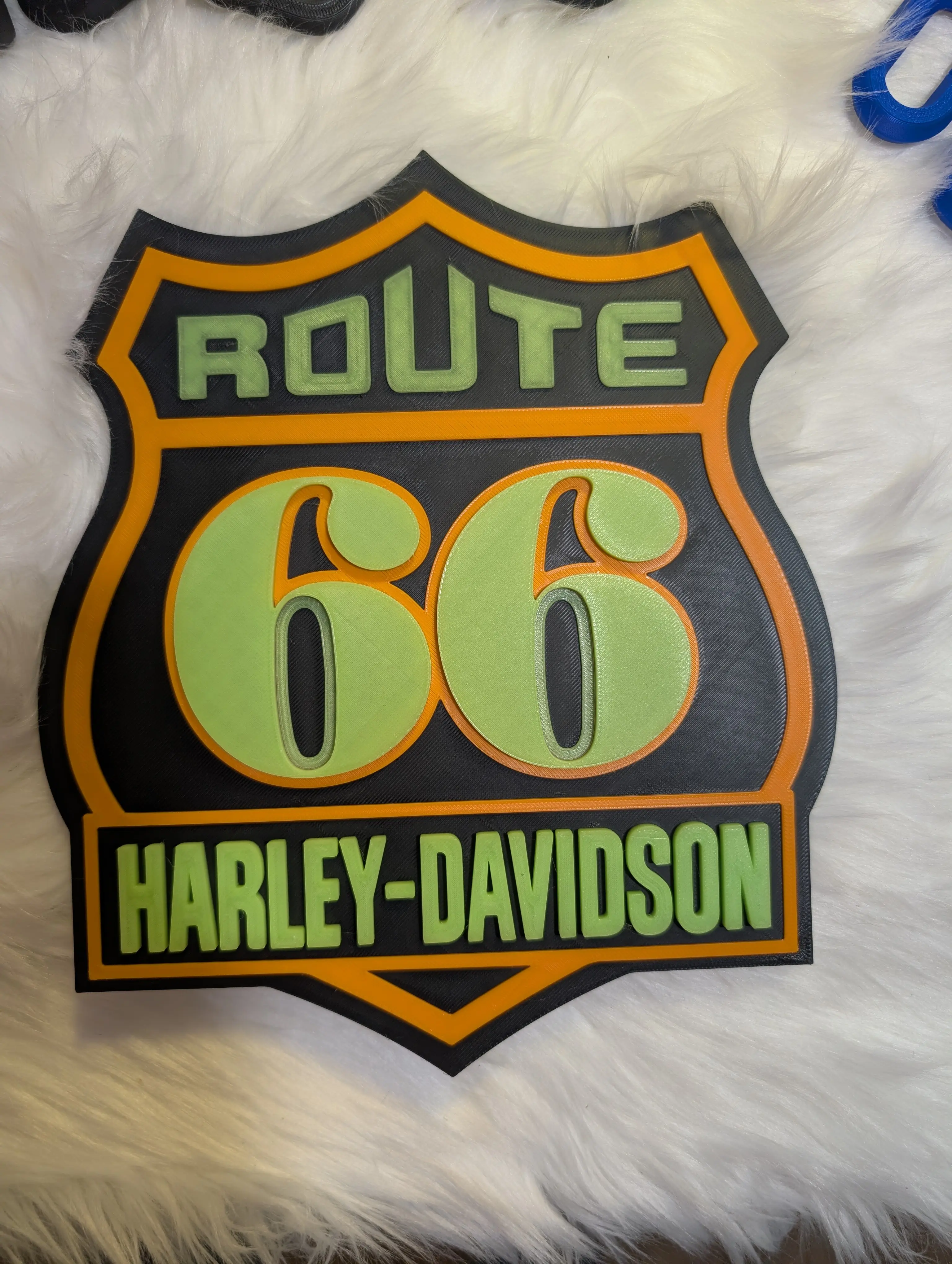 Glow in the Dark Route 66 Inspired Harley Davidson Wall Sign