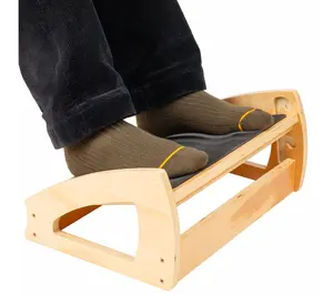 Mind Reader Adjustable Wooden Foot Rest with Anti-Slip Surface