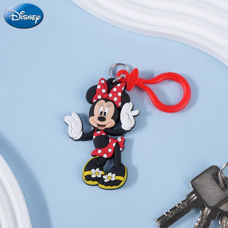 Disney Mickey Keychain 1PC Official License 3D Cute Novelty Figurine Bag Clip Charms Anime Figure Keychain Collector Keyring Backpack Decor Durable PVC Rubber Gift