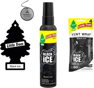 Little Trees Air Freshener | Vent Wrap pack of 4 | 1 Bottle Little Tree Spray | 6 Little tree Hanging Tree For Home, Trucks, RV, Van or car AHSR Products bundle + Bonus AHSR Air Freshener (Black Ice)