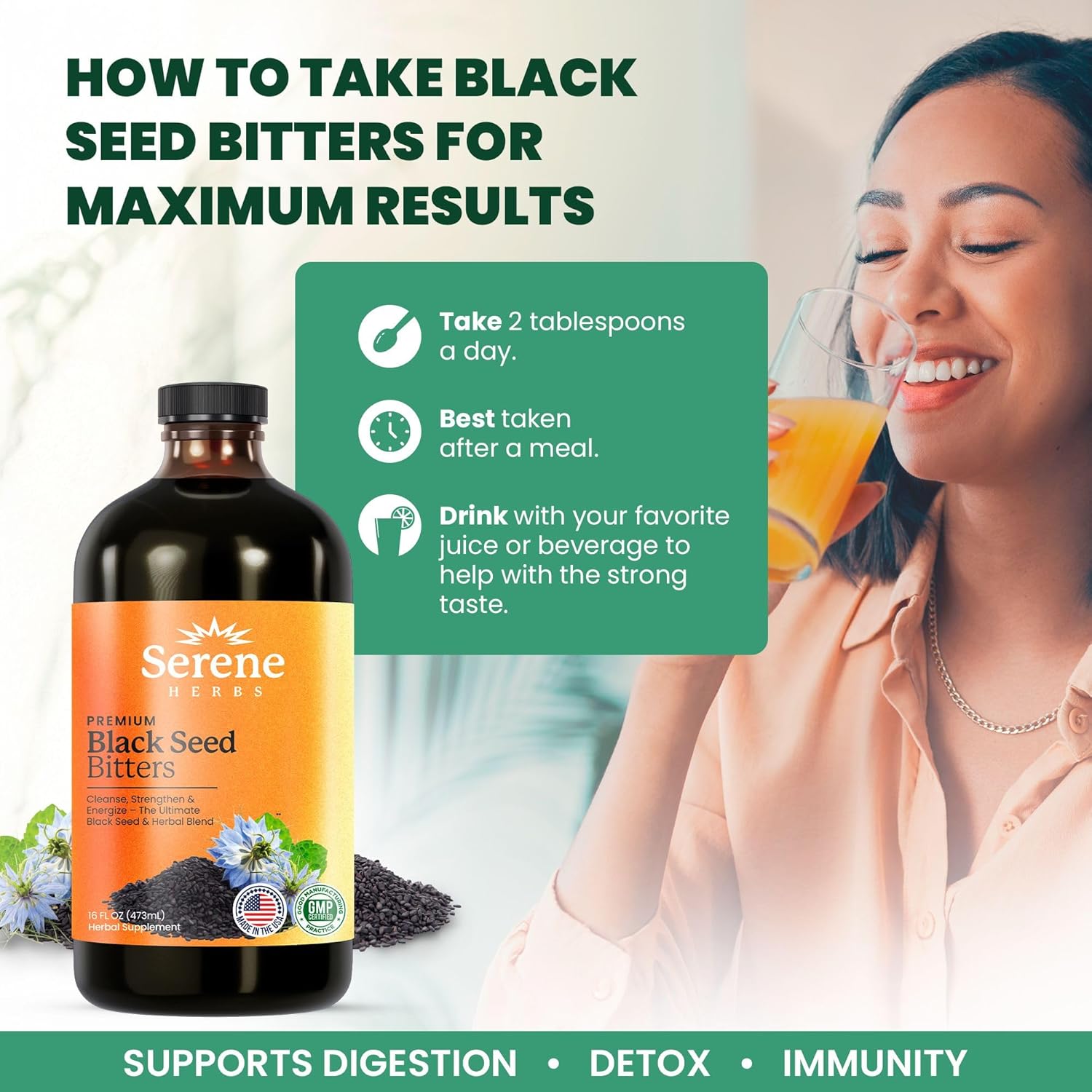 Serene Herbs Black Seed Bitters - Respiratory Health and Natural Wellness