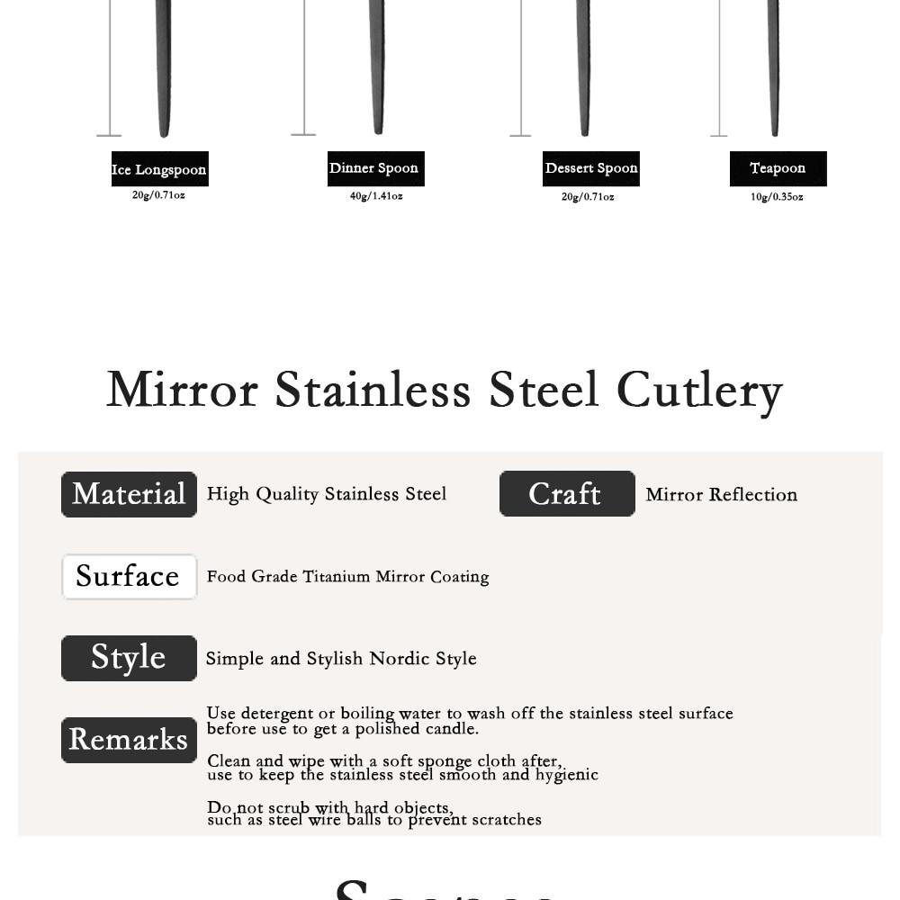 24pcs Black Western Dinnerware Set Stainless Steel Cutlery Set Fork Knife Spoon Tableware Set Flatware Set Silverware Set