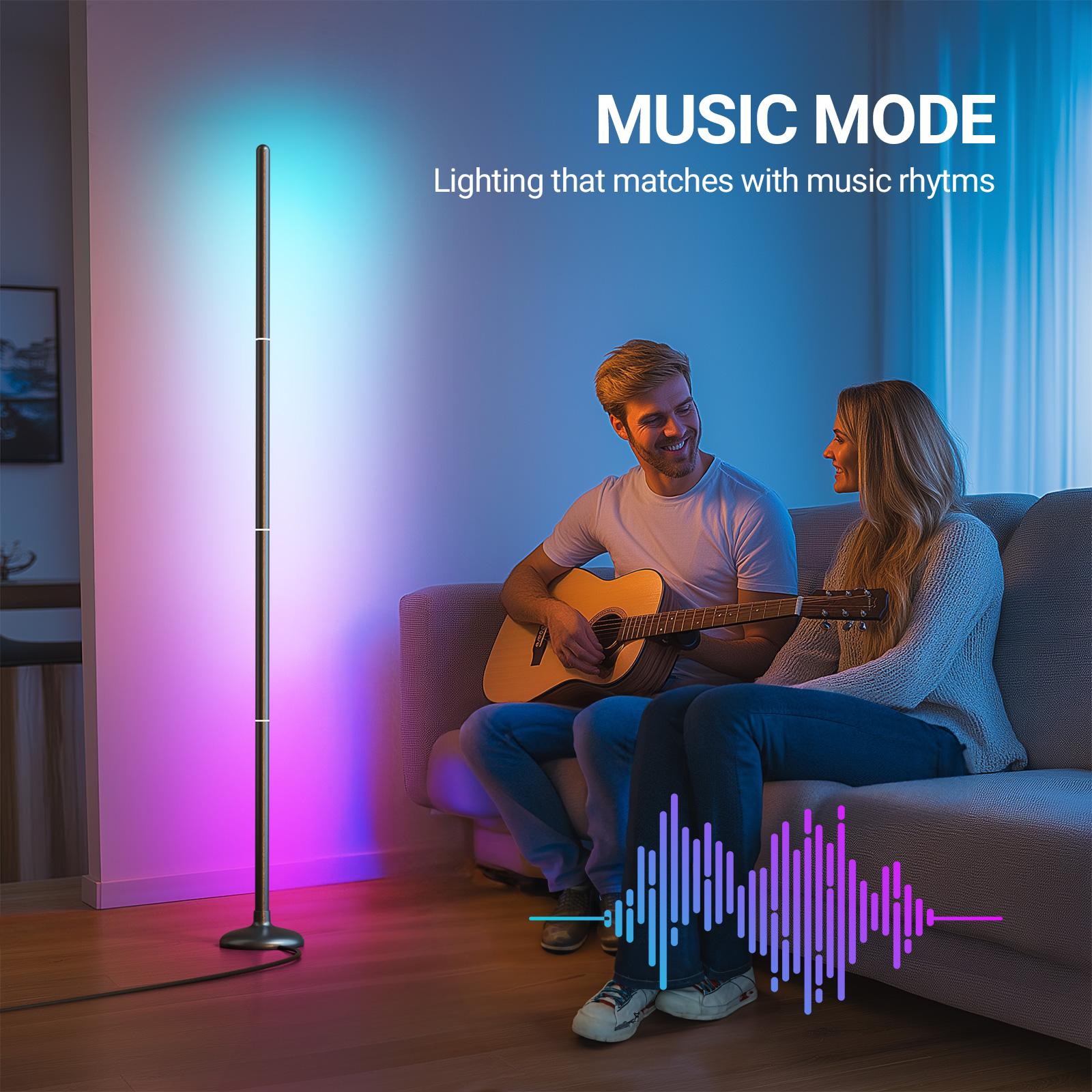 DAYBETTER New Corner Floor Lamp Model 1 Pack & 2 Packs Smart RGB LED with App Remote Control 16 Million Colors 68 Scene Music Sync Timer Setting Ideal for Living Rooms Bedrooms Gaming Rooms Colorful Lights