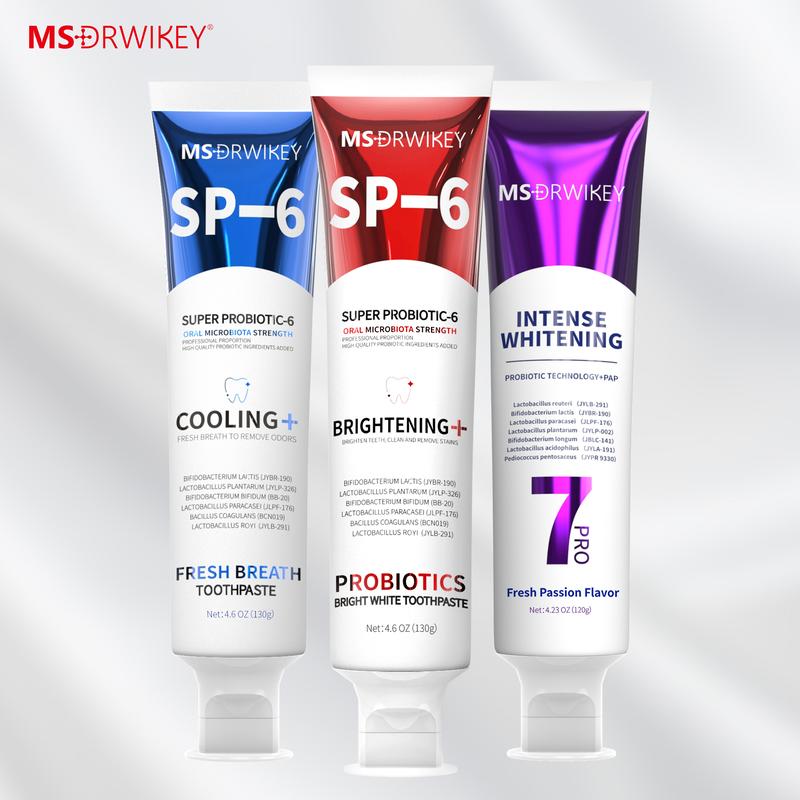 MSDRWIKEY 3-Pack Toothpaste Combo | 7Pro Fresh Formula | Fluoride-Free Enamel Repair & Sensitive Teeth Care