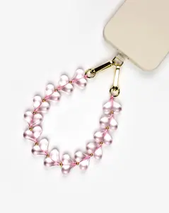 Pink Heart Beads Phone Charm