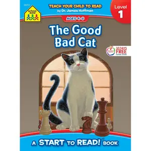 School Zone The Good Bad Cat, Start to Read! Book Level 1: 16 Pages, Kindergarten, Reading Book, Sight Words, Rhyming, Vocabulary, Sentence Structure, Ages 4-6 (Start to Read! Book Series) Paperback – Illustrated, August 13, 2024