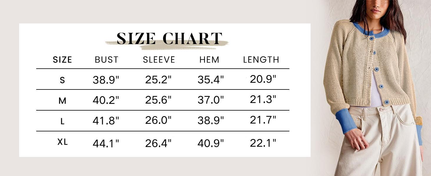 JovenPara Womens Color Block Cardigan Sweaters Cropped Long Sleeve Button Down Knited Wear