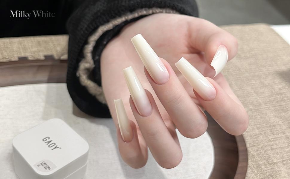 GAOY Watery Crystal Poly Gel for Nail Extensions, 30g Nail Builder Gel, Thin Viscosity, Easy Application & High Hardness Holiday Gift Pick, Milky White 01