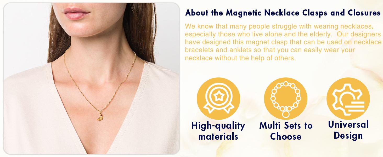 12 Pack Magnetic Necklace Clasps and Closures Necklace Jewelry Extender with Strong Magnet Magnetic Gold and Silver Plating Gift Stainless Steel Charm 12 Pack Magnetic Necklace Clasps and Closures Necklace Jewelry Extender with Strong Magnet Magnetic Gold and Silver Plating Gift Stainless Steel Charm