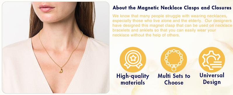 12 Pack Magnetic Necklace Clasps and Closures Necklace Jewelry Extender with Strong Magnet Magnetic Gold and Silver Plating Gift Stainless Steel Charm